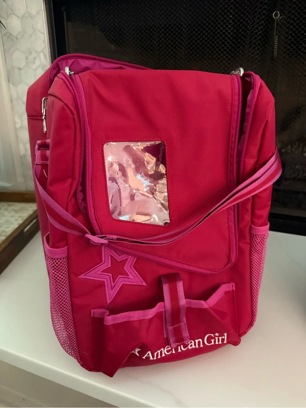 American Girl Pink Star Accent Girls' backpack doll carrier